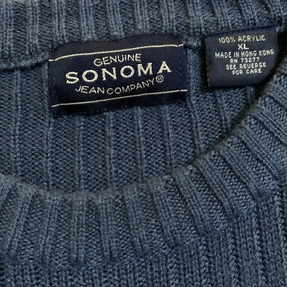 Men’s VTG Sonoma Blue Striped Sweater Sz XL - Picture 4 of 5